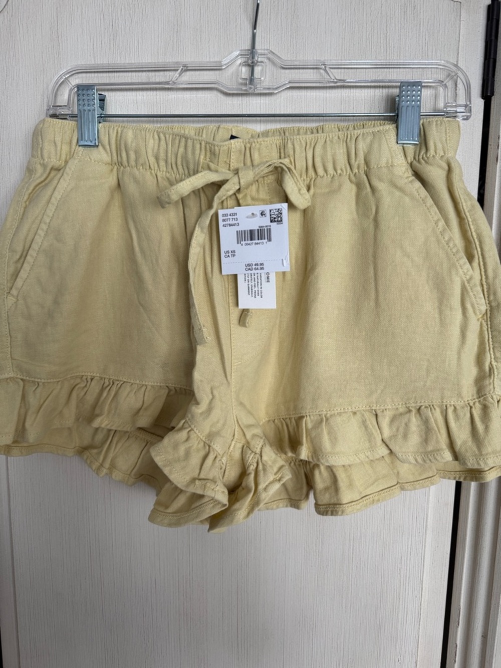 American Eagle Outfitters Yellow Ruffle Drawstring Shorts